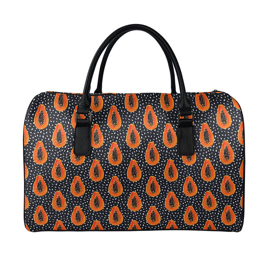 Exotic Papaya Pattern Print Leather Duffle Bag