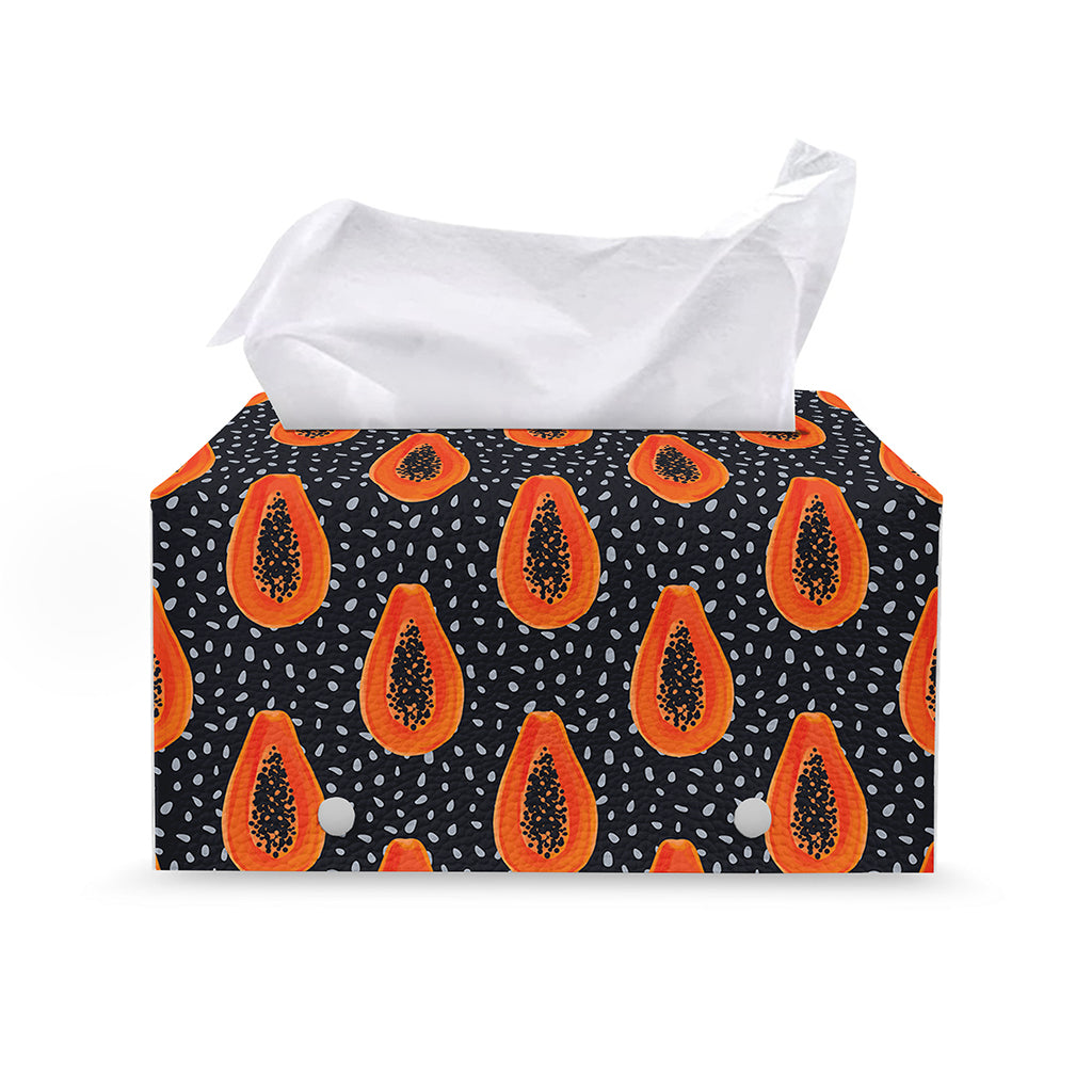 Exotic Papaya Pattern Print Leather Tissue Box Cover