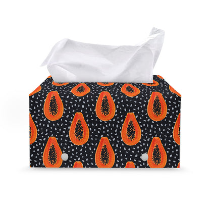 Exotic Papaya Pattern Print Leather Tissue Box Cover