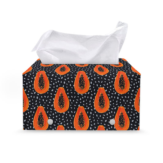 Exotic Papaya Pattern Print Leather Tissue Box Cover