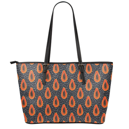 Exotic Papaya Pattern Print Leather Tote Bag