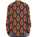 Exotic Papaya Pattern Print Long Sleeve Baseball Jersey