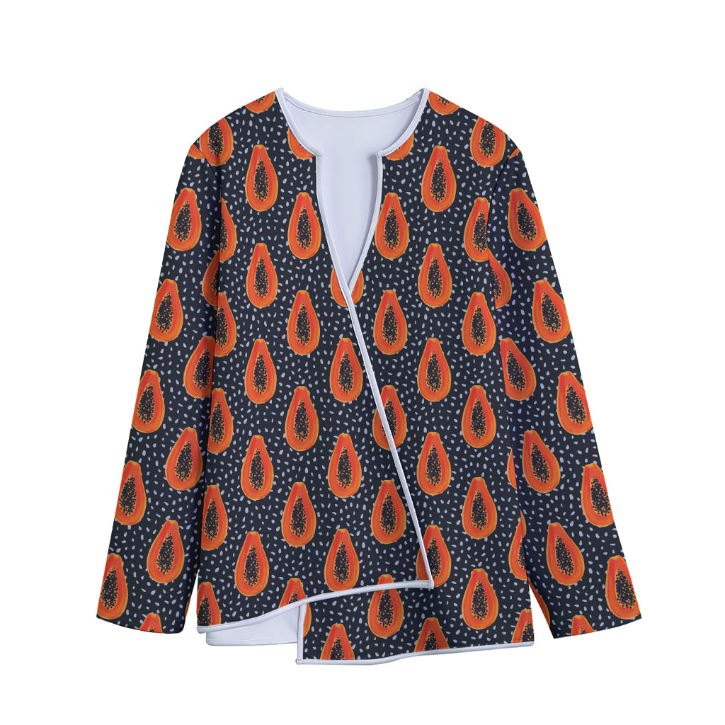 Exotic Papaya Pattern Print Long Sleeve Short Coat