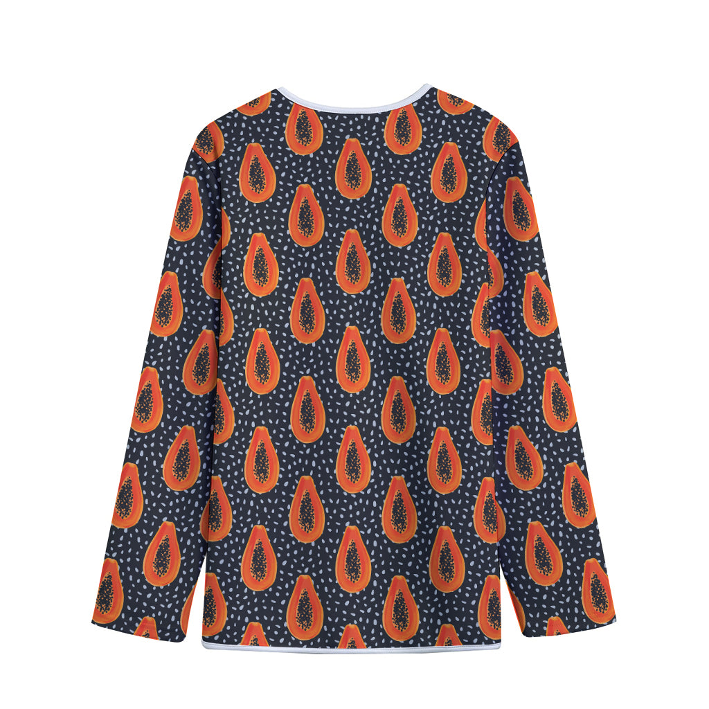 Exotic Papaya Pattern Print Long Sleeve Short Coat