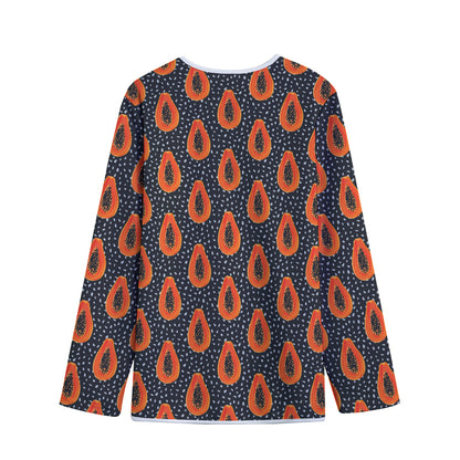 Exotic Papaya Pattern Print Long Sleeve Short Coat