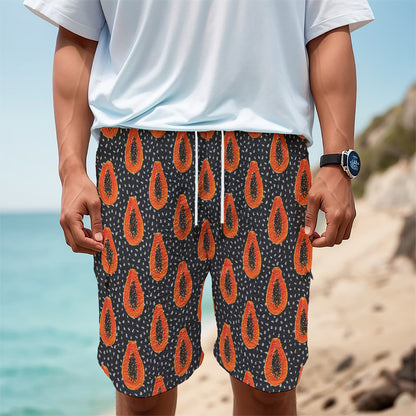 Exotic Papaya Pattern Print Men's Cargo Shorts