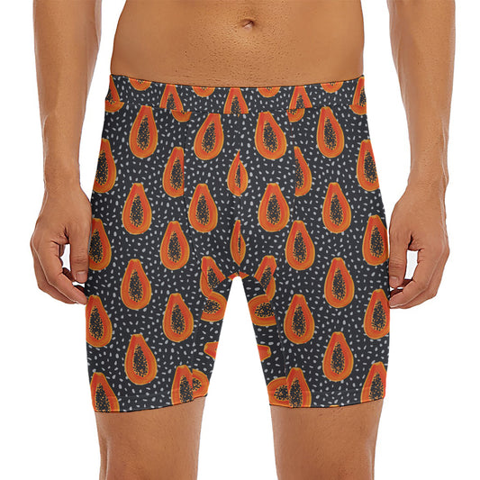 Exotic Papaya Pattern Print Men's Long Boxer Briefs