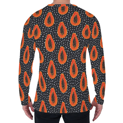 Exotic Papaya Pattern Print Men's Long Sleeve T-Shirt