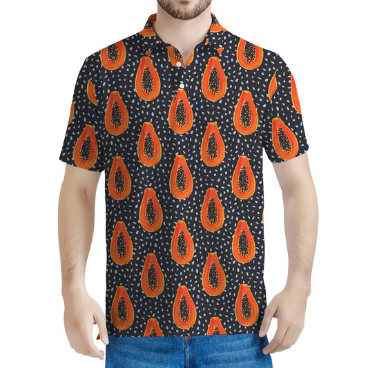 Exotic Papaya Pattern Print Men's Polo Shirt