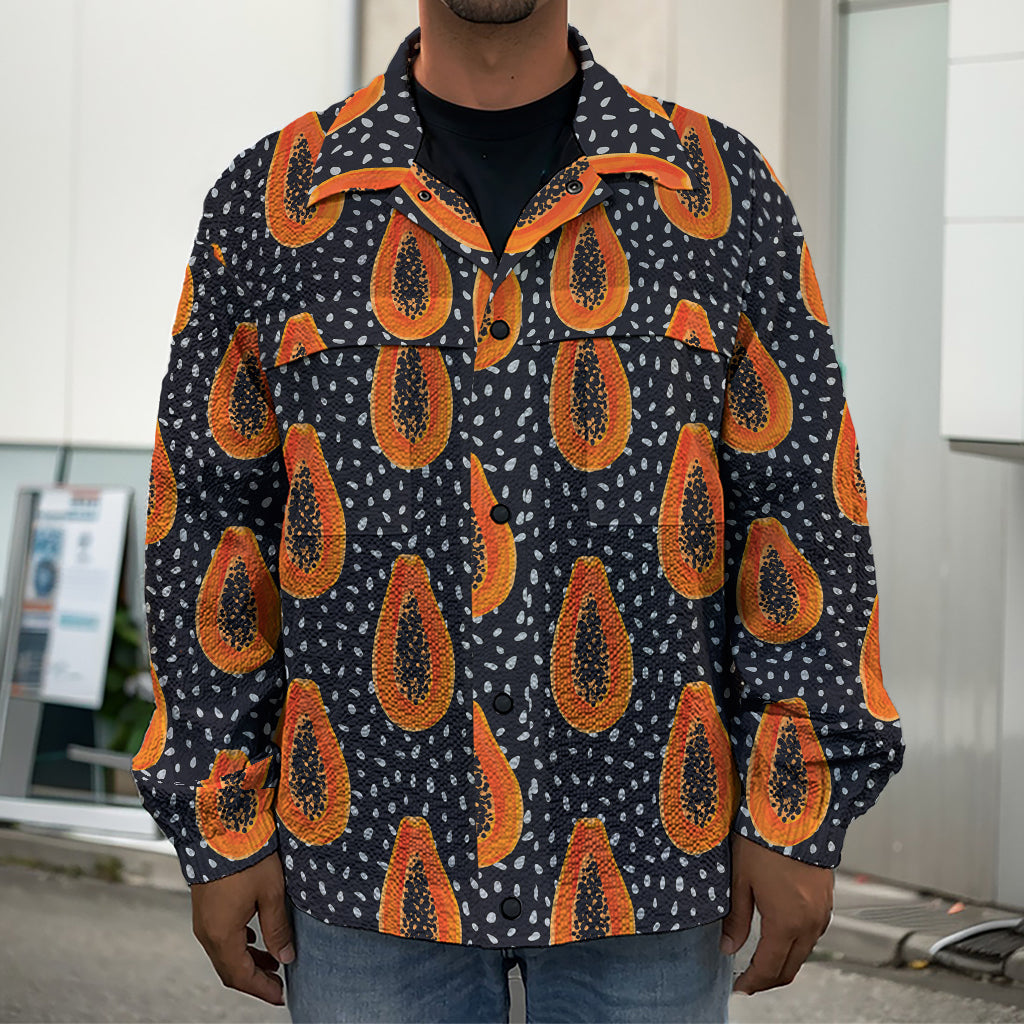 Exotic Papaya Pattern Print Men's Shirt Jacket