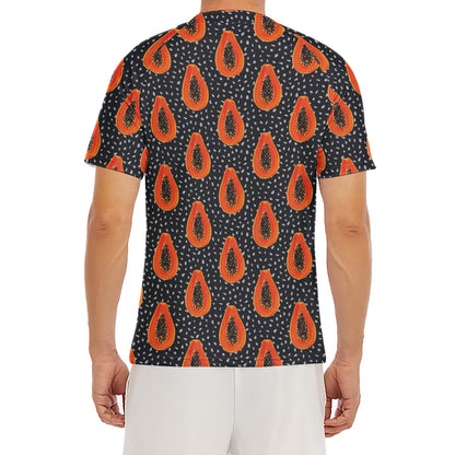 Exotic Papaya Pattern Print Men's Short Sleeve Rash Guard