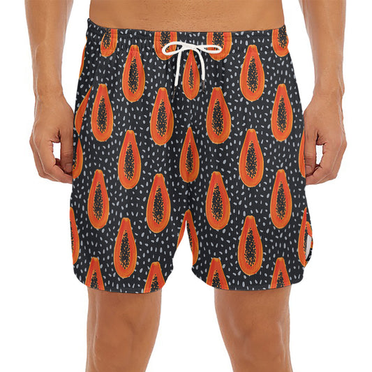 Exotic Papaya Pattern Print Men's Split Running Shorts