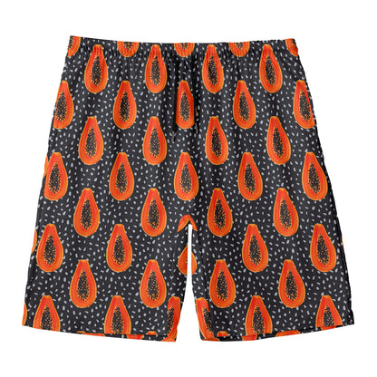 Exotic Papaya Pattern Print Men's Swim Trunks