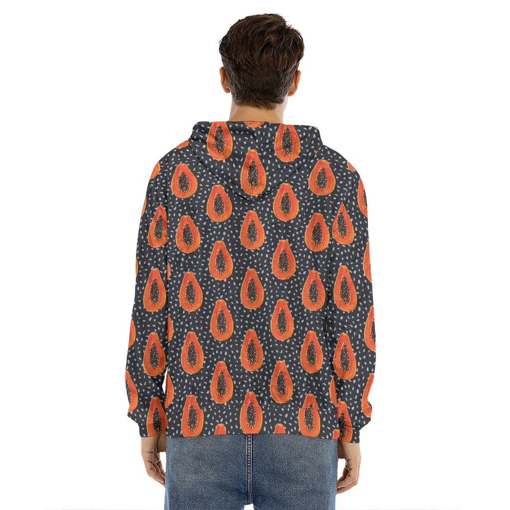 Exotic Papaya Pattern Print Men's Velvet Pullover Hoodie