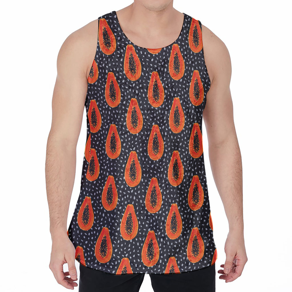 Exotic Papaya Pattern Print Men's Velvet Tank Top