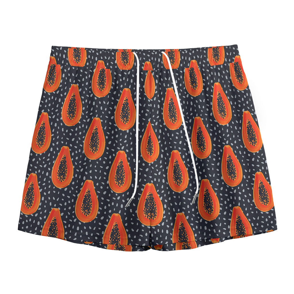 Exotic Papaya Pattern Print Mesh Shorts