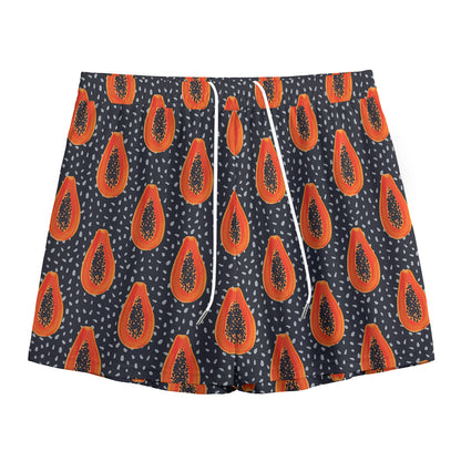 Exotic Papaya Pattern Print Mesh Shorts