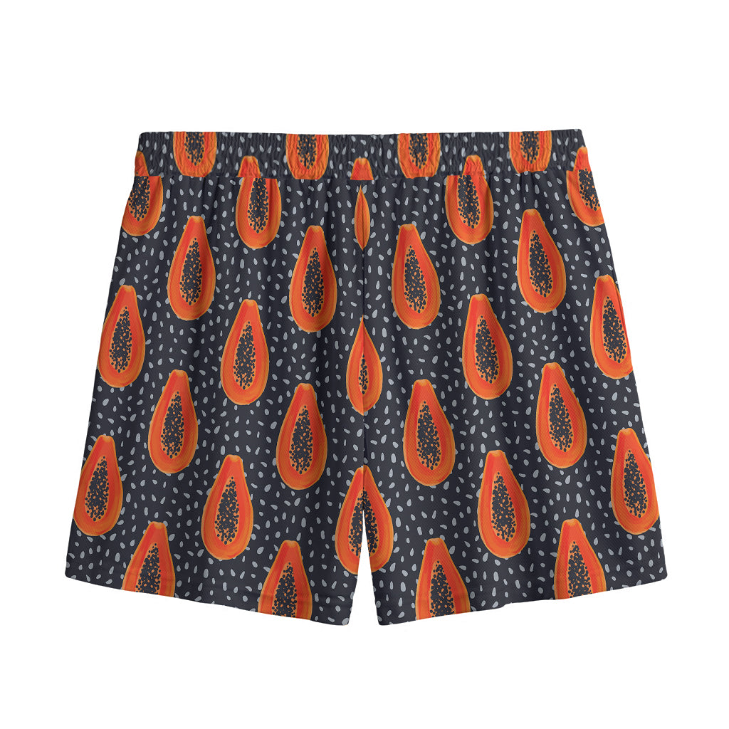 Exotic Papaya Pattern Print Mesh Shorts