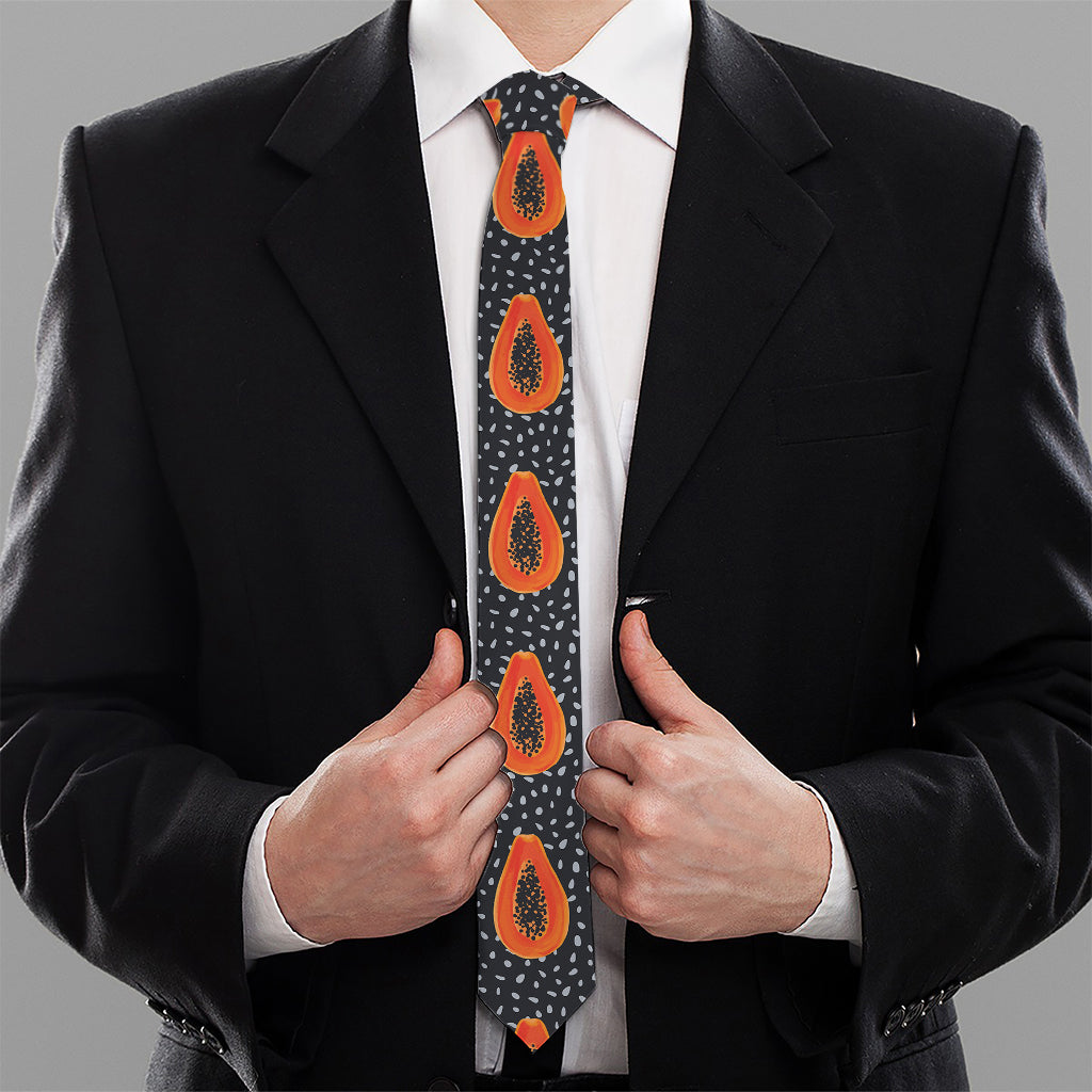 Exotic Papaya Pattern Print Necktie