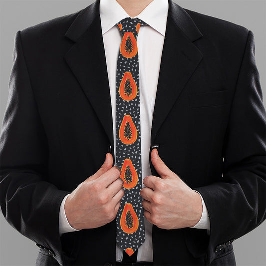 Exotic Papaya Pattern Print Necktie