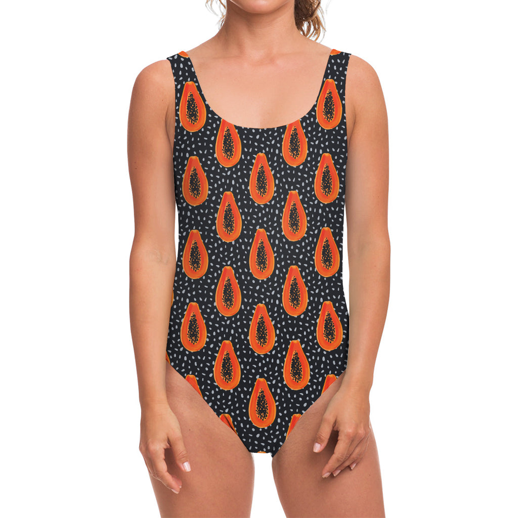 Exotic Papaya Pattern Print One Piece Swimsuit