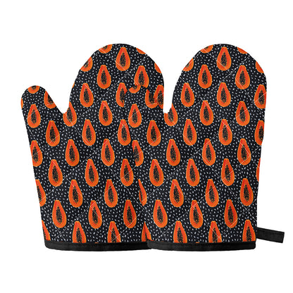 Exotic Papaya Pattern Print Oven Mitts