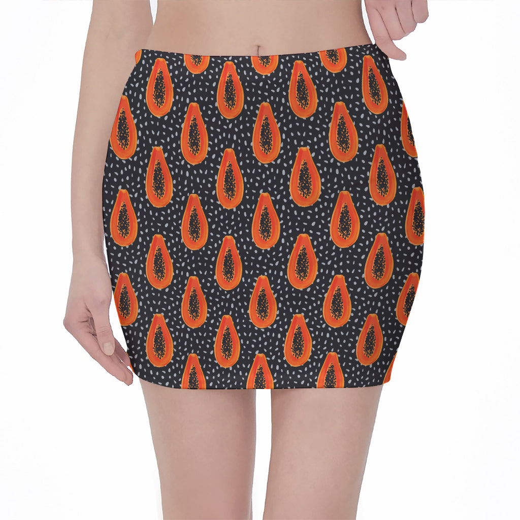 Exotic Papaya Pattern Print Pencil Mini Skirt