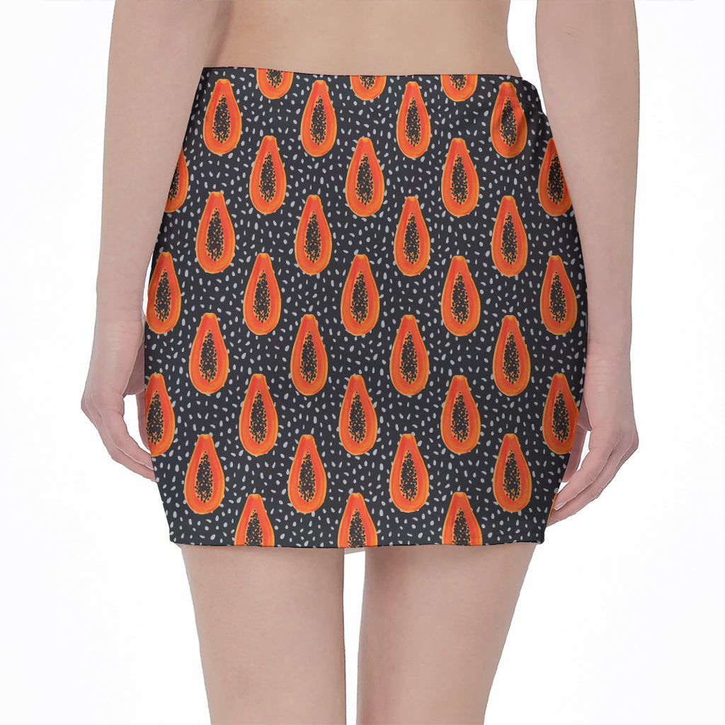 Exotic Papaya Pattern Print Pencil Mini Skirt