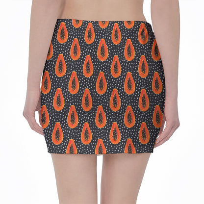Exotic Papaya Pattern Print Pencil Mini Skirt