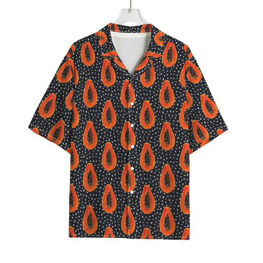 Exotic Papaya Pattern Print Rayon Hawaiian Shirt