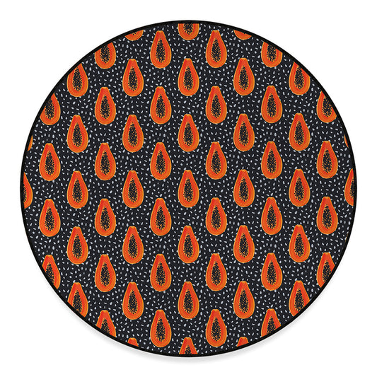 Exotic Papaya Pattern Print Round Floor Mat