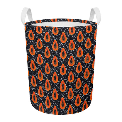 Exotic Papaya Pattern Print Round Laundry Basket