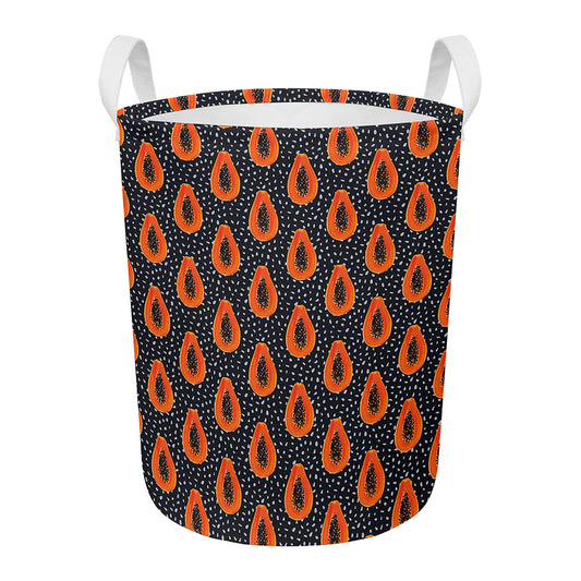 Exotic Papaya Pattern Print Round Laundry Basket