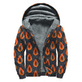 Exotic Papaya Pattern Print Sherpa Lined Zip Up Hoodie