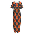 Exotic Papaya Pattern Print Short Sleeve Long Nightdress