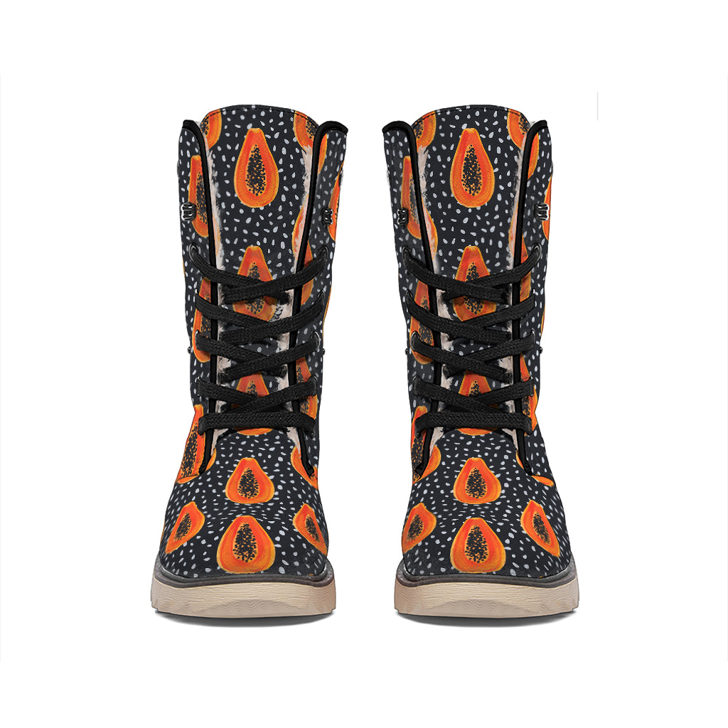 Exotic Papaya Pattern Print Winter Boots