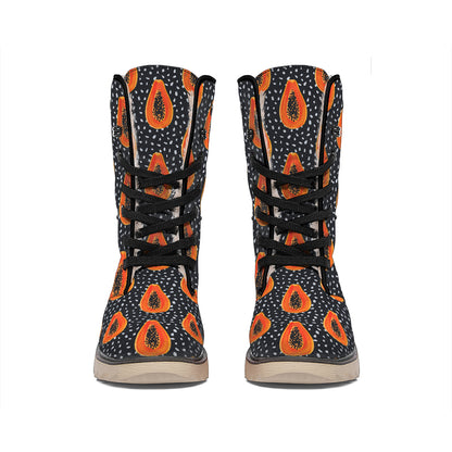 Exotic Papaya Pattern Print Winter Boots