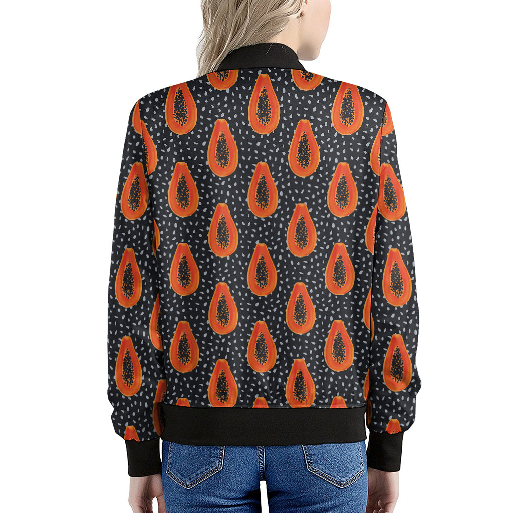 Exotic Papaya Pattern Print Women's Bomber Jacket