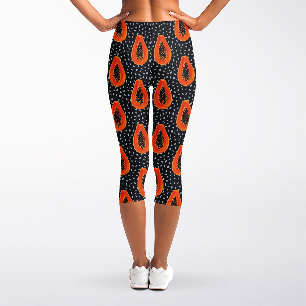 Exotic Papaya Pattern Print Women's Capri Leggings