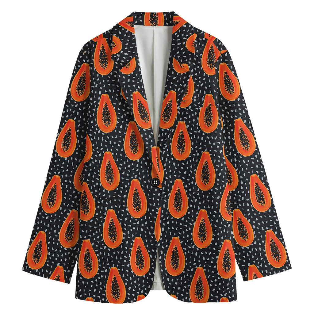 Exotic Papaya Pattern Print Women's Cotton Blazer