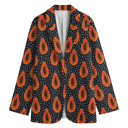 Exotic Papaya Pattern Print Women's Cotton Blazer