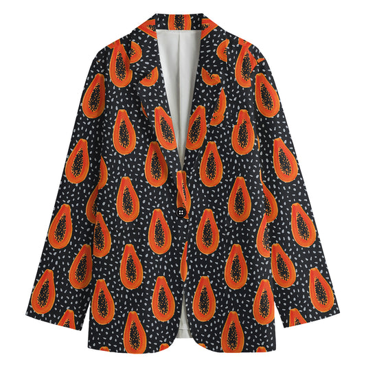 Exotic Papaya Pattern Print Women's Cotton Blazer