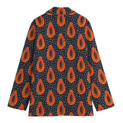 Exotic Papaya Pattern Print Women's Cotton Blazer