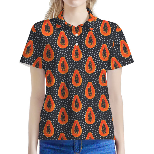 Exotic Papaya Pattern Print Women's Polo Shirt