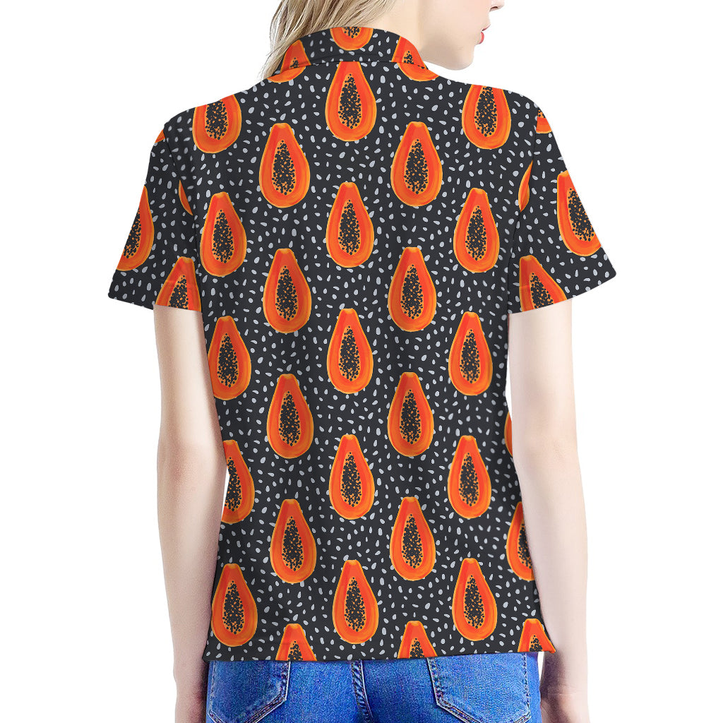 Exotic Papaya Pattern Print Women's Polo Shirt