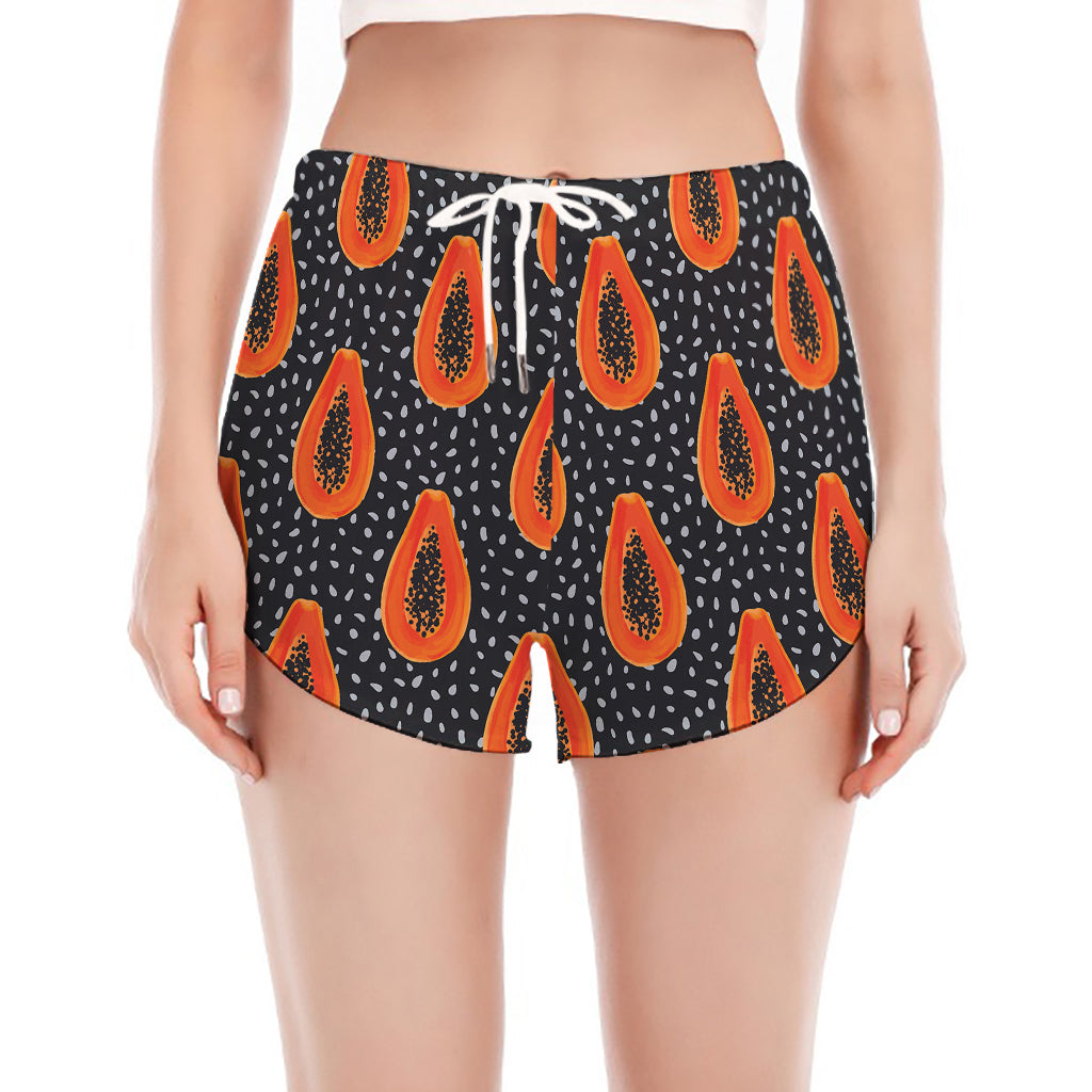 Exotic Papaya Pattern Print Women's Split Running Shorts
