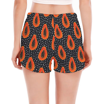 Exotic Papaya Pattern Print Women's Split Running Shorts