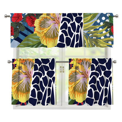 Exotic Patchwork Pattern Print 3 Piece Kitchen Curtains
