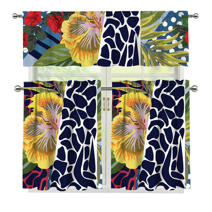 Exotic Patchwork Pattern Print 3 Piece Kitchen Curtains