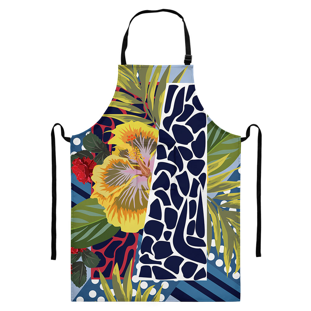 Exotic Patchwork Pattern Print Bib Apron With Pocket